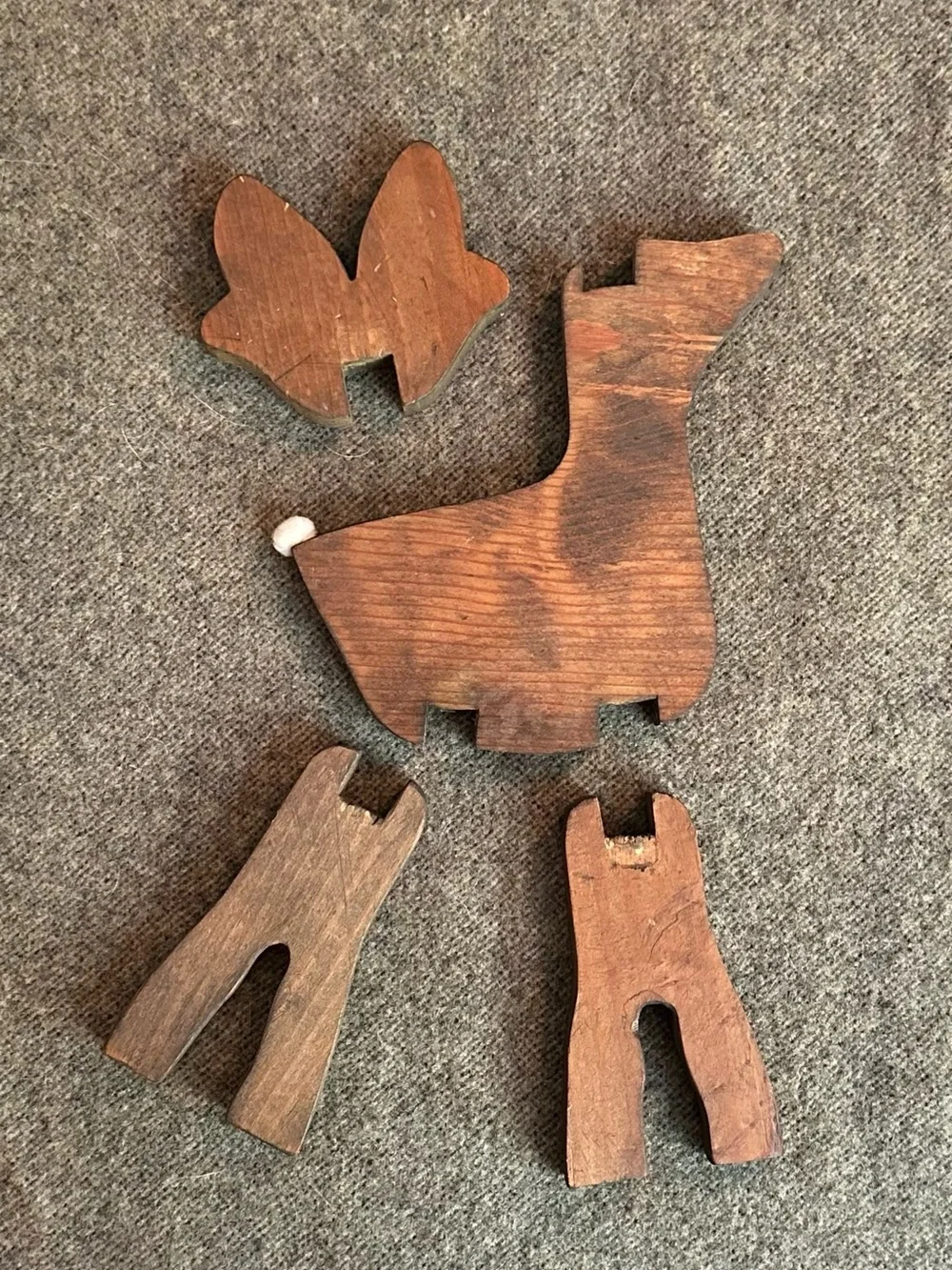 Vintage wooden deer • 4 piece set • reindeer